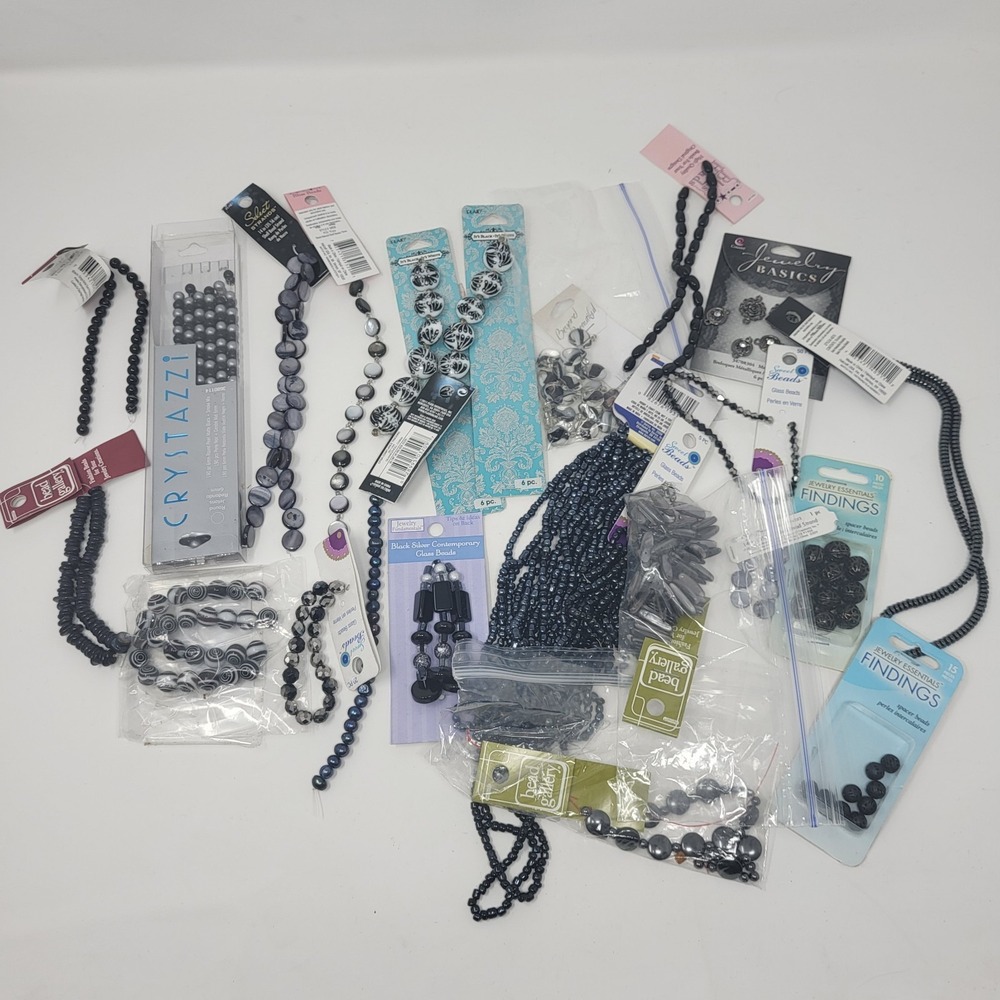 Bundle Of Jewelry Making Supplies Beads Arts Crafts Black Lot #10